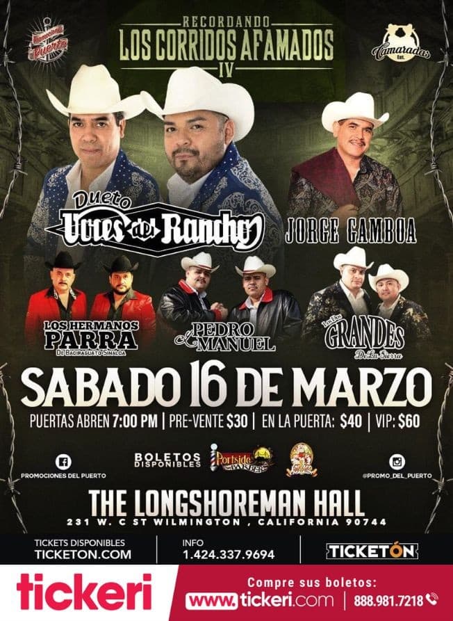 Event - Dueto Voces del Rancho, Jorge Gamboa, Los Hermanos Parra y mas en Wilmington CA - Wilmington, California - March 16, 2019 | concert tickets