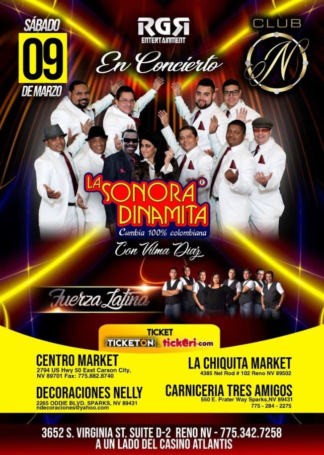 Event - La Sonora Dinamita en Reno - Reno, Nevada - March 9, 2019 | concert tickets