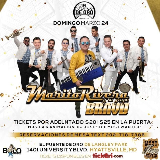 Event - MARITO RIVERA  Y SU GRUPO BRAVO - Hyattsville, Maryland - March 24, 2019 | concert tickets