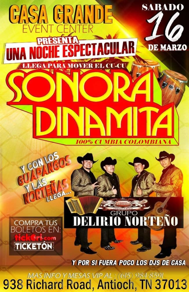 Event - Sonora Dinamita,Delirio Norteño en Concierto en Antioch,TN - Nashville, Tennessee - March 16, 2019 | concert tickets