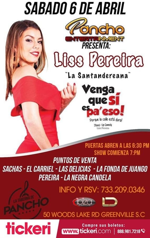 Event - Liss Pereira en Stand Up Comedy en Greenville,SC - Greenville, South Carolina - April 6, 2019 | concert tickets