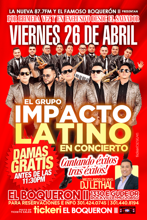 Event - El Grupo Impacto Latino en Rockville MD - Rockville, Maryland - April 26, 2019 | concert tickets