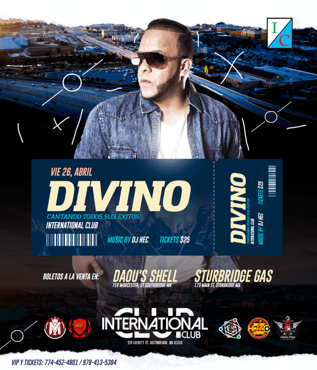 Event - Divino En Vivo @International Club Southbridge MA - Southbridge, Massachusetts - April 26, 2019 | concert tickets