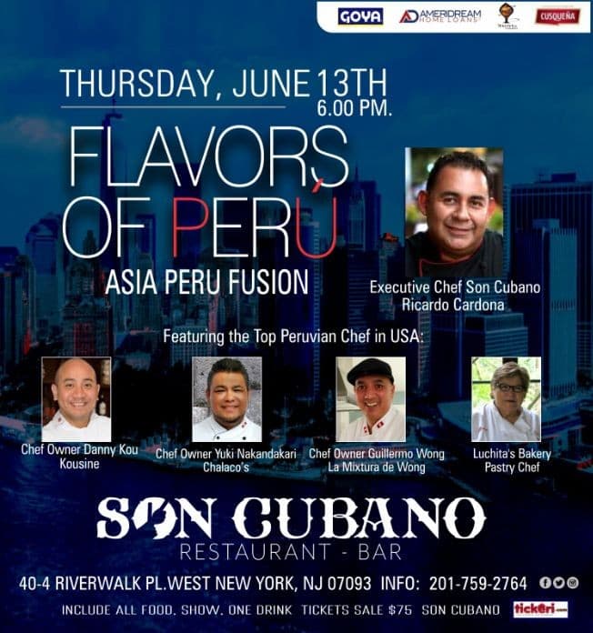 Event - Flavors Of Peru,Fusion Asia Peru con los Mejores Chef del Peru en West New York,NJ - West New York, New Jersey - June 13, 2019 | concert tickets