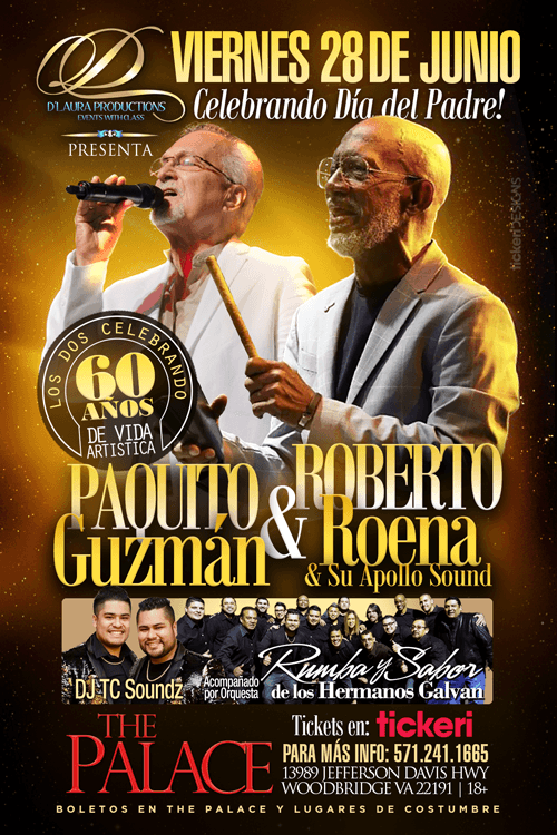 Event - Paquito Guzman & Roberto Roena y Su Apollo Sound-CANCELADO - Woodbridge, Virginia - June 28, 2019 | concert tickets