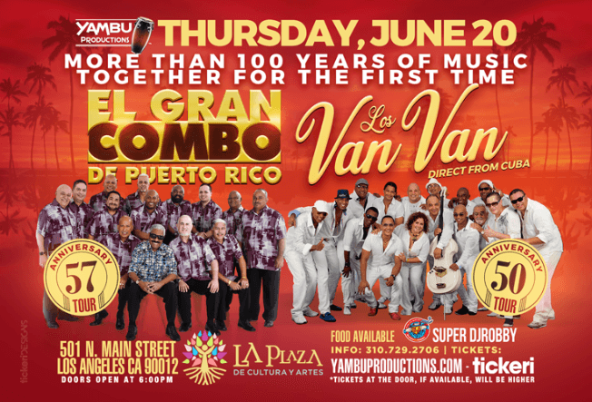 Event - El Gran Combo de Puerto Rico & Los Van Van de Cuba (TOGETHER FOR THE FIRST TIME IN U.S. HISTORY) - Los Angeles, California - June 20, 2019 | concert tickets