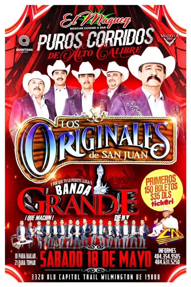 Event - LOS ORIGINALES DE SAN JUAN LA GRANDE DE NY - Wilmington, Delaware - May 18, 2019 | concert tickets