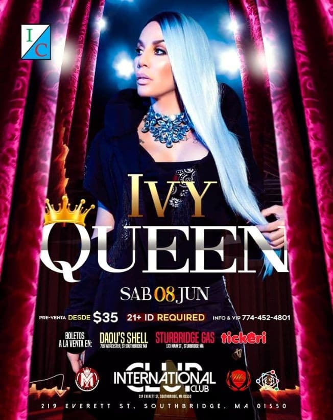 Event - Ivy Queen "La Diva" @InternationalClub, Southbridge MA - Southbridge, Massachusetts - June 8, 2019 | concert tickets