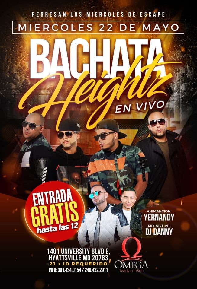 Event - BACHATA HEIGHTZ - CONCIERTO GRATIS - Hyattsville, Maryland - May 22, 2019 | concert tickets