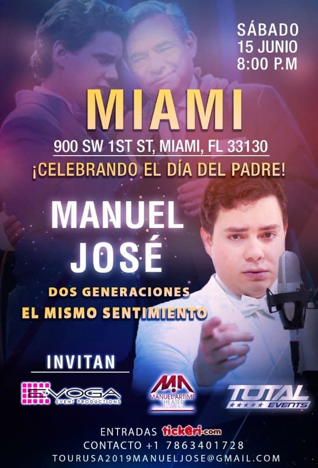 Event - Manuel Jose tour usa 2019 MIAMI - Miami, Florida - June 15, 2019 | concert tickets