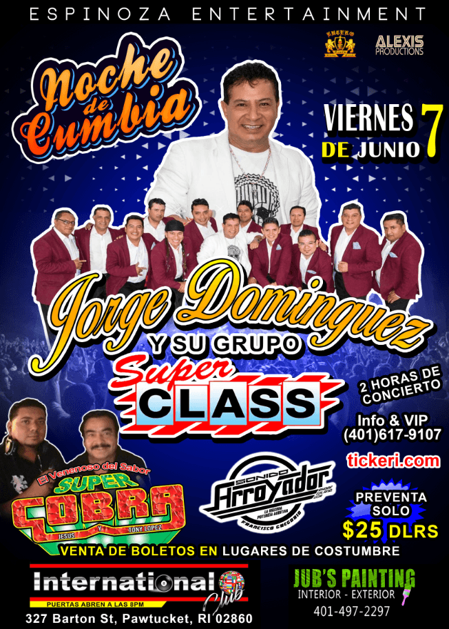 Event - Jorge Dominguez y su grupo Super Class en Pawtucket, RI - Pawtucket, Rhode Island - June 7, 2019 | concert tickets