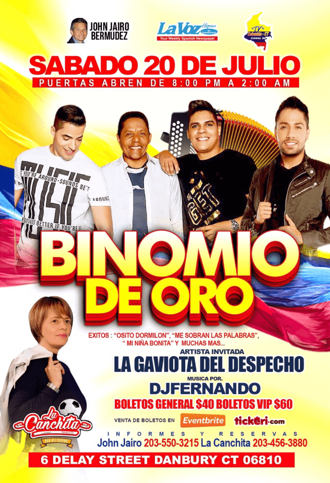 Event - Binomio de Oro en Concierto - Danbury, Connecticut - July 20, 2019 | concert tickets