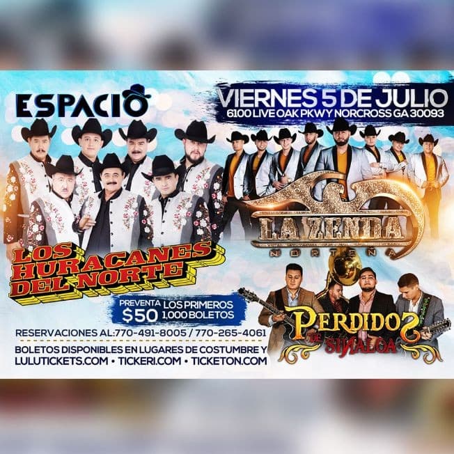 Event - LOS HURACANES DEL NORTE - Norcross, Georgia - July 5, 2019 | concert tickets