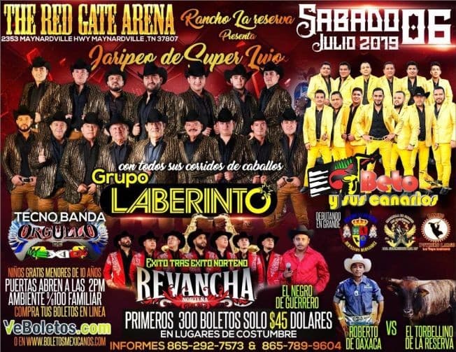 Event - Grupo Laberinto,Revancha Norteña y Mucho mas en Concierto en  Maynardville,TN - Maynardville, Tennessee - July 20, 2019 | concert tickets