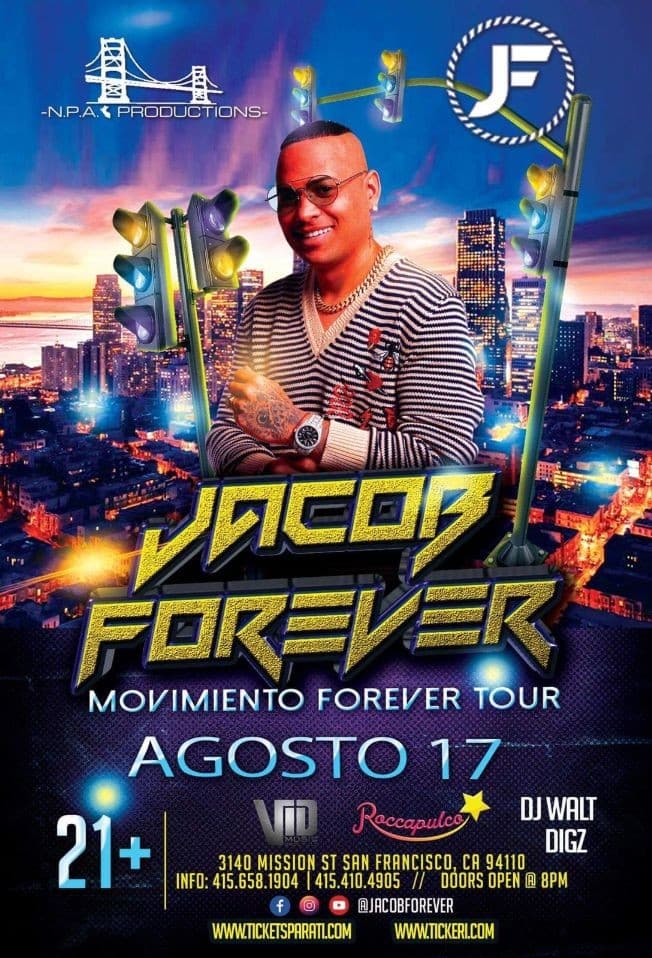 Event - Jacob Forever el Inmortal-POSTPONED - San Francisco, California - August 17, 2019 | concert tickets