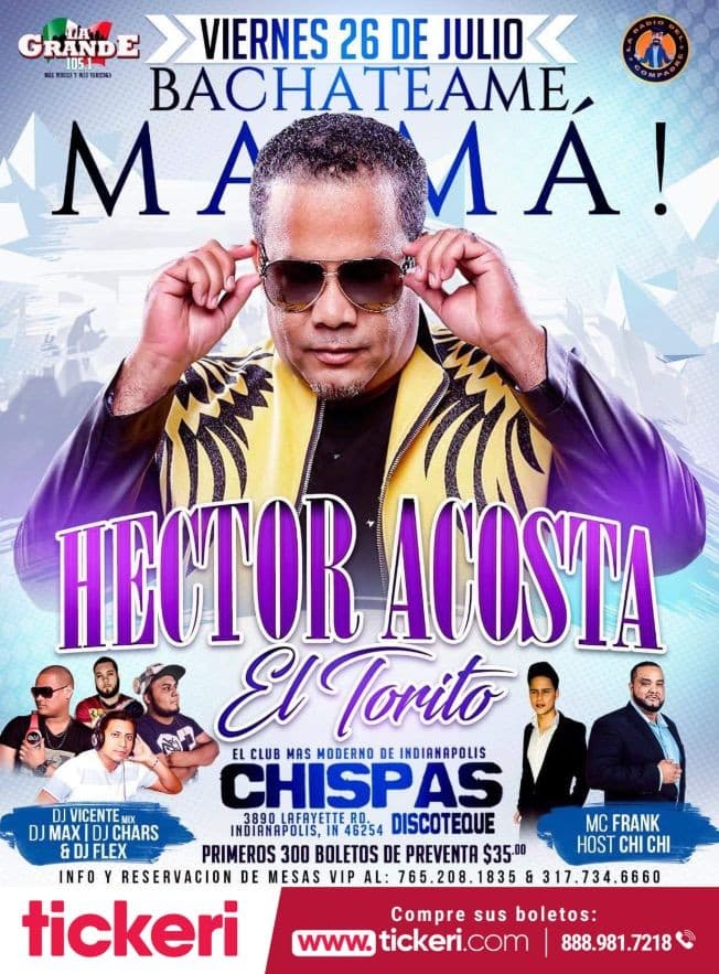 Event - Hector Acosta"El Torito" En Concierto en Indianapolis,IN - Indianapolis, Indiana - July 26, 2019 | concert tickets