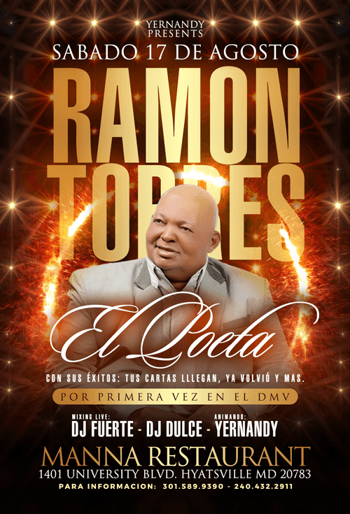 Event - RAMON TORRES "EL POETA" EN VIVO - Hyattsville, Maryland - August 17, 2019 | concert tickets