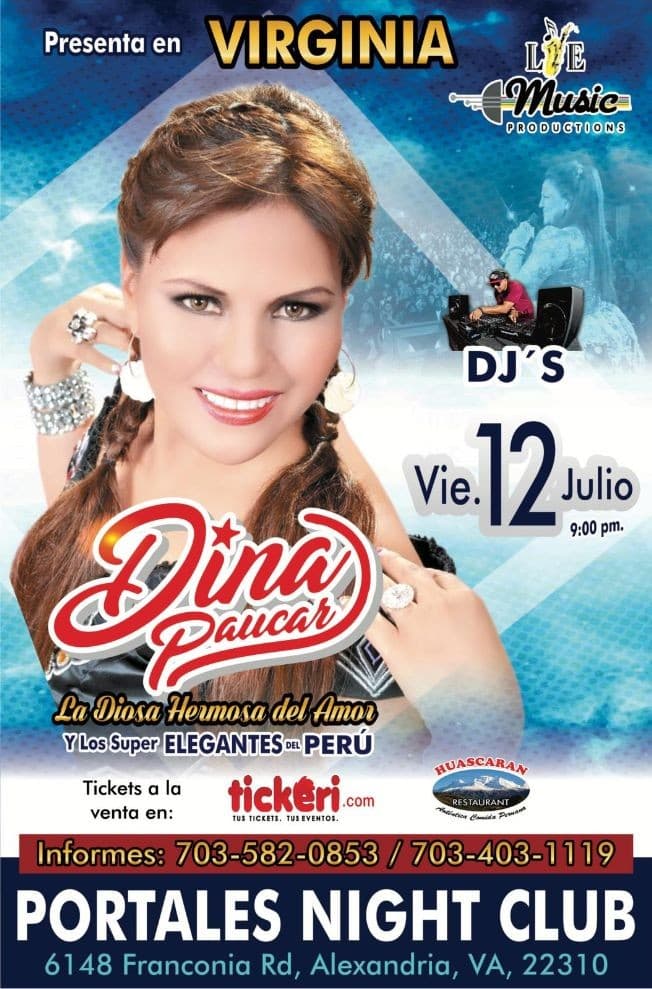 Event - Dina Paucar y Los Super Elegantes del Perú en Concierto en Alexandria,VA - Alexandria, Virginia - July 12, 2019 | concert tickets