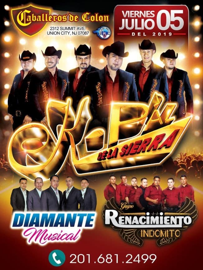 Event - K-Paz de la Sierra,Diamante Musical y Renacimiento Indomito en Concierto En Union City,NJ - Union City, New Jersey - 5 de julio de 2019 | concert tickets