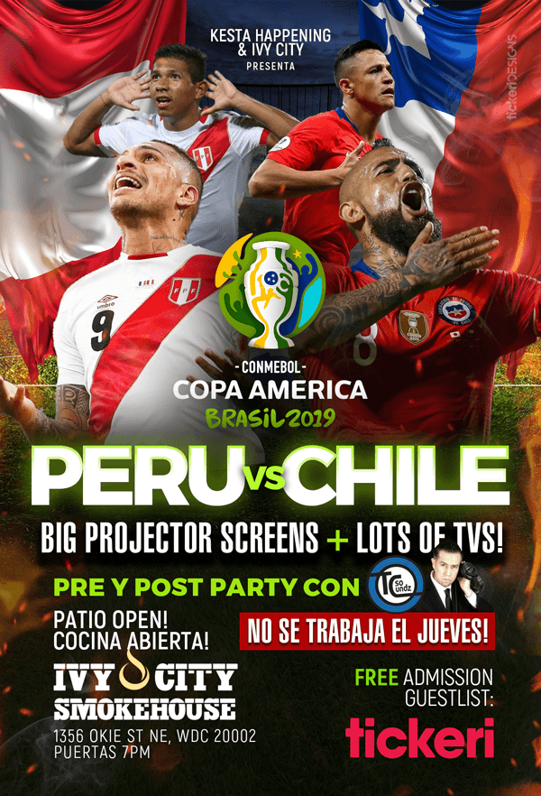 Event - Peru vs Chile with pre and post party at Washington DC - Washington, District Of Columbia - July 3, 2019 | concert tickets