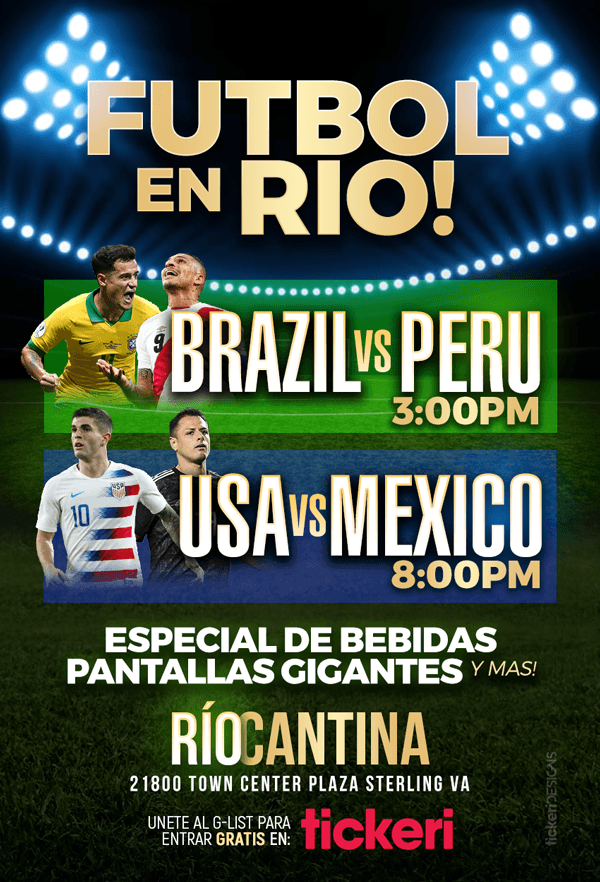 Event - Futbol en Rio! Brazil vs Peru / USA vs Mexico - Sterling, Virginia - July 7, 2019 | concert tickets