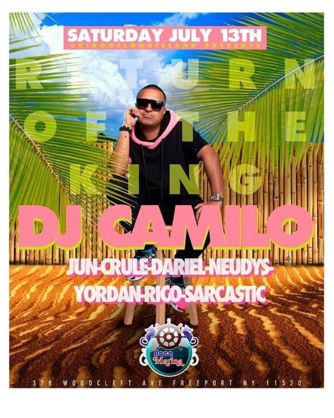 Event - Day Party DJ Camilo Live At Boca Marina - Freeport, New York - July 13, 2019 | concert tickets