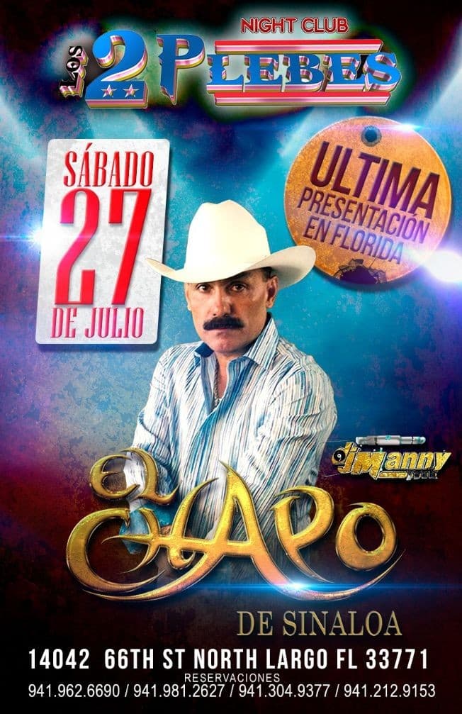 Event - El Chapo De SInaloa - Largo, Florida - July 27, 2019 | concert tickets