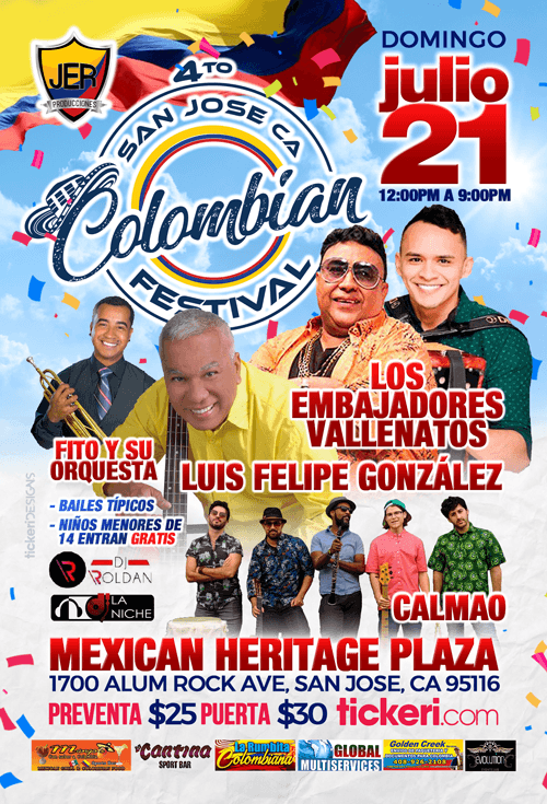 Event - 4to Festival Independencia de Colombia en San Jose,CA - San Jose, California - July 21, 2019 | concert tickets