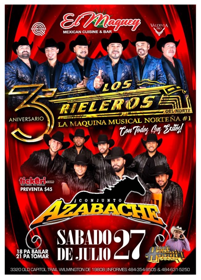 Event - LOS RIELEROS DEL NORTE Y CONJUNTO AZABACHE! - Wilmington, Delaware - July 27, 2019 | concert tickets