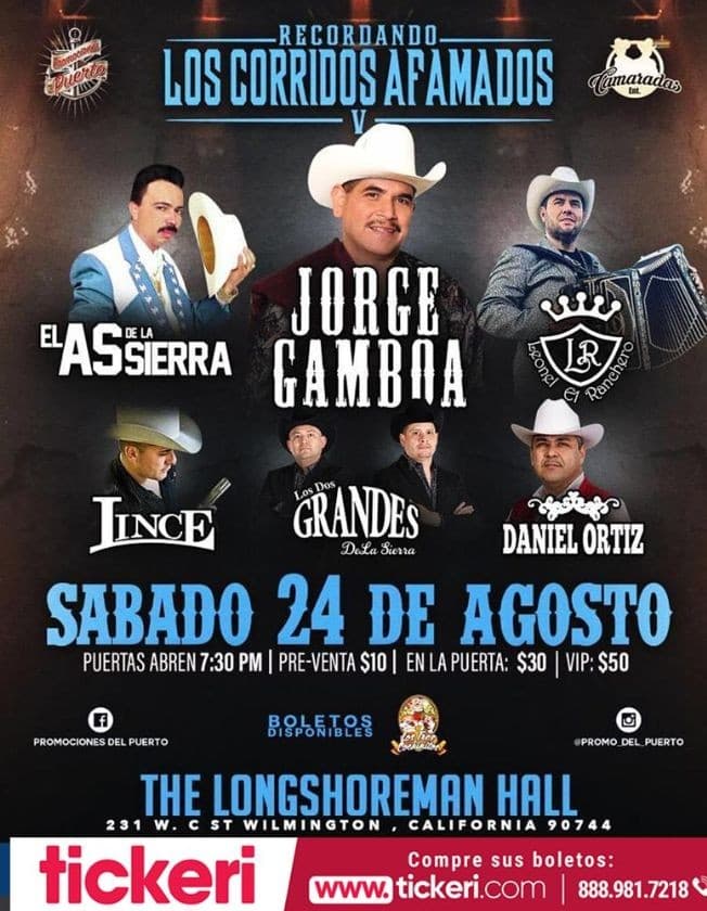 Event - El As de la Sierra,Jorge Gamboa y Mas En Concierto En Wilmington,CA - Wilmington, California - August 24, 2019 | concert tickets