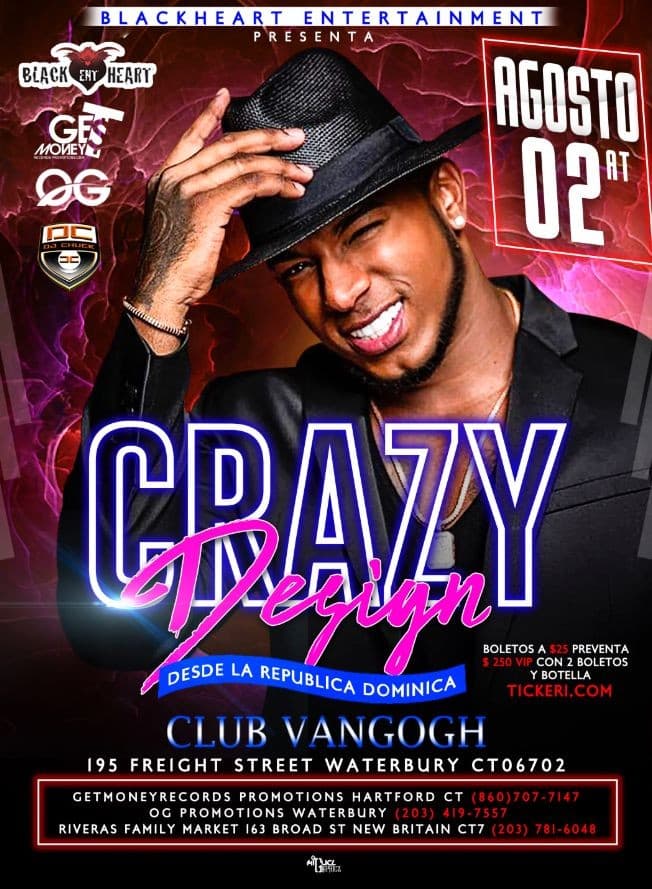 Event - Crazy Design - WaterBury, Connecticut - August 2, 2019 | concert tickets