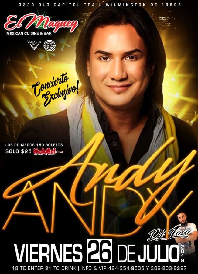 Event - ANDY ANDY BACHATA NIGHT! - Wilmington, Delaware - July 26, 2019 | concert tickets