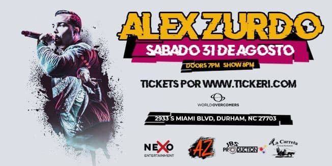 Event - Alex Zurdo en Concierto - Durham, North Carolina - August 31, 2019 | concert tickets