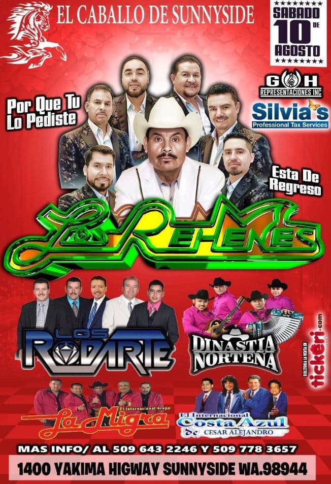 Event - Los Rehenes , Los rodarte y mas en vivo - Sunnyside, Washington - August 10, 2019 | concert tickets