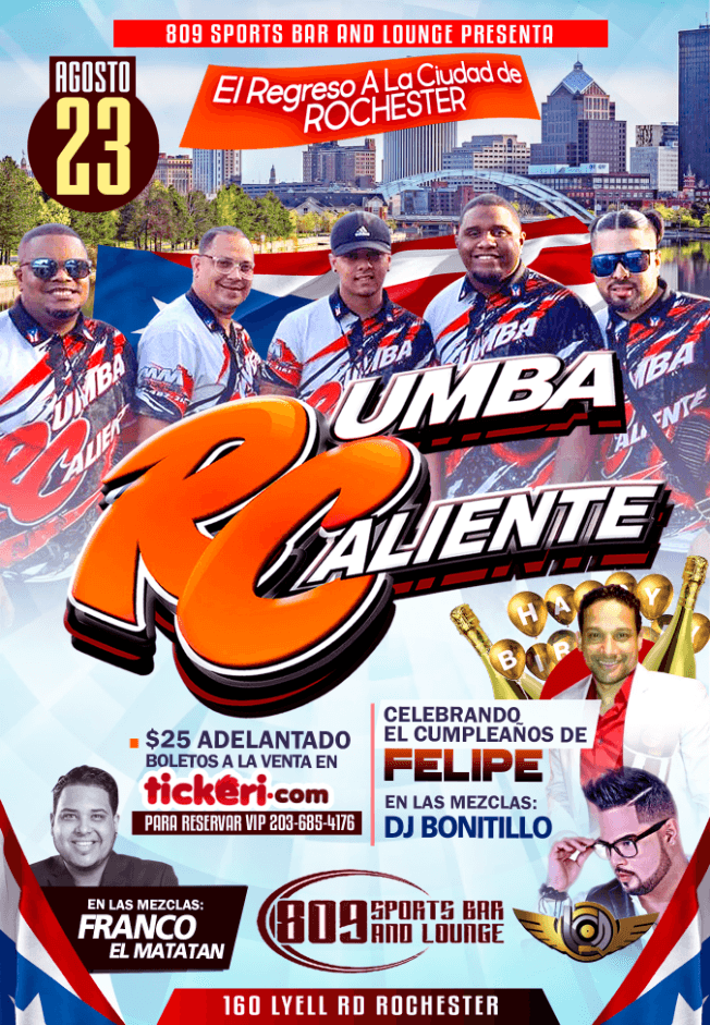 Event - RUMBA CALIENTE LIVE @ 809 SPORTS BAR AND LOUNGE - ROCHESTER, New York - August 23, 2019 | concert tickets