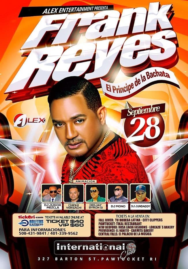 Event - Frank Reyes El Principe de la Bachata En Pawtucket,RI - Pawtucket, Rhode Island - September 28, 2019 | concert tickets