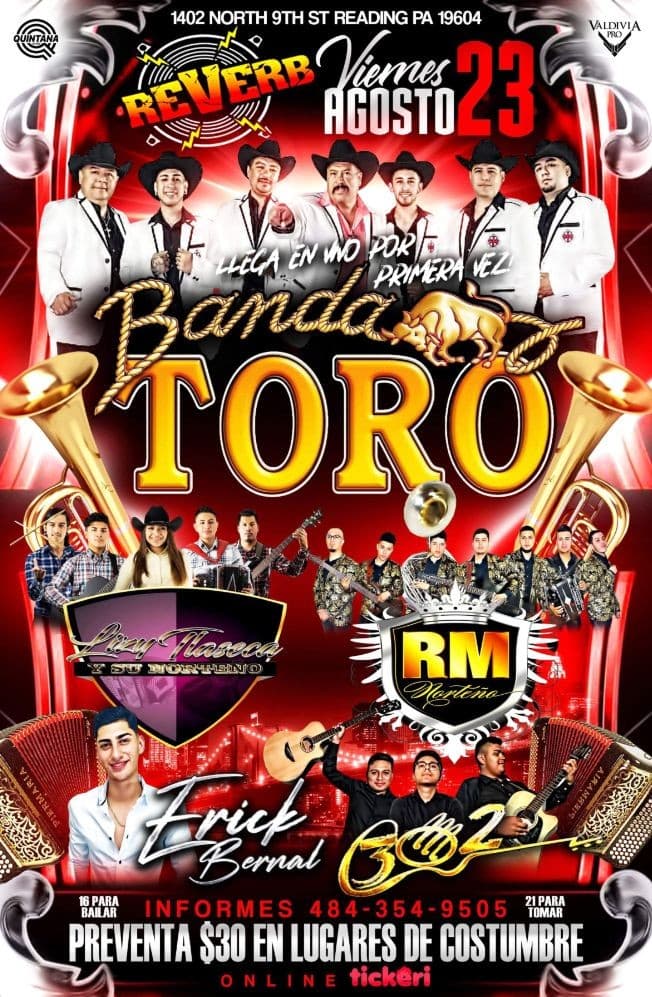 Event - BANDA TORO EN VIVO! - Reading, Pennsylvania - August 23, 2019 | concert tickets