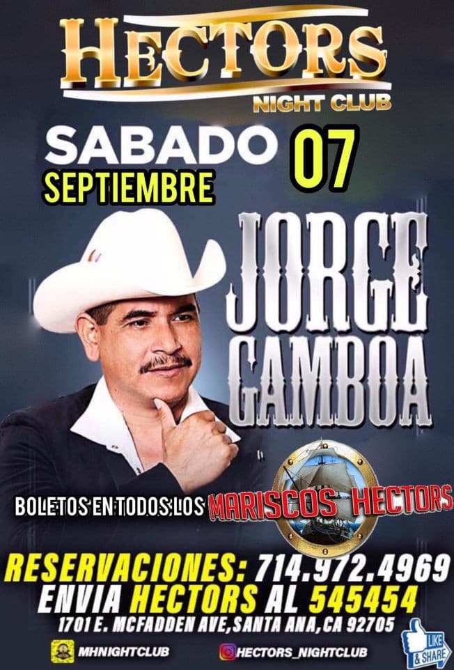 Event - Jorge Gamboa En Santa Ana ,CA - Santa Ana, California - September 7, 2019 | concert tickets