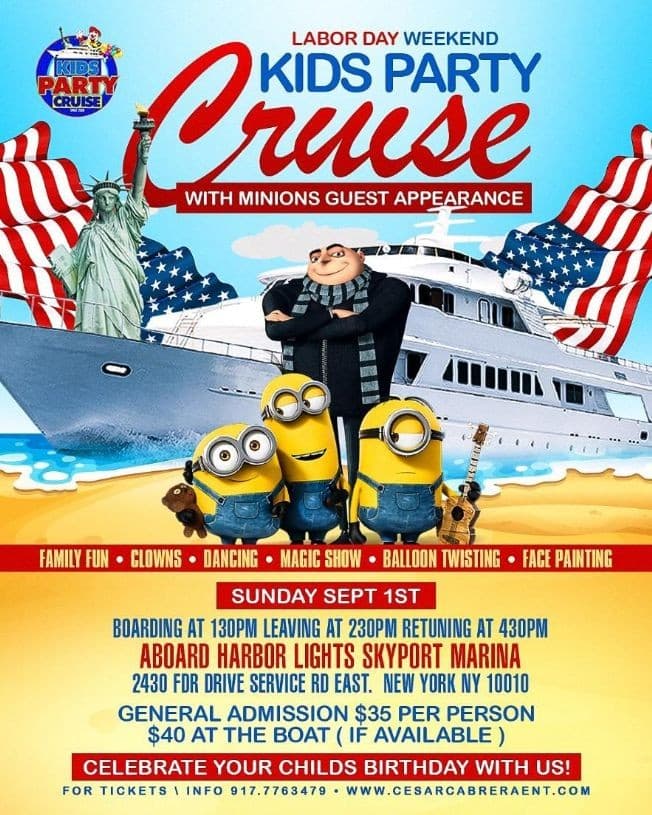 Event - Labor Day Minions Kids Party Cruise (1:30pm-4:30pm) - New York, New York - September 1, 2019 | concert tickets