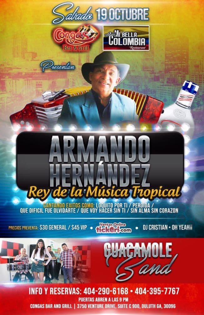 Event - Armando Hernandez Cantando Exitos En Duluth,GA - Duluth, Georgia - October 19, 2019 | concert tickets