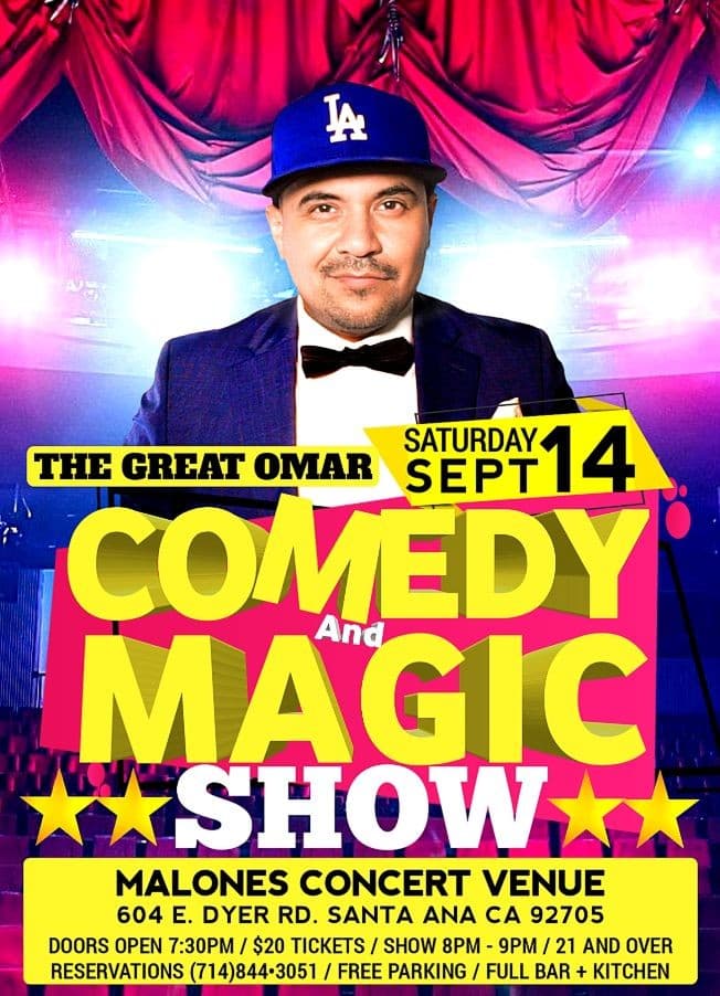 Event - COMEDY & MAGIC "The Great Omar" - Santa Ana, California - September 14, 2019 | concert tickets