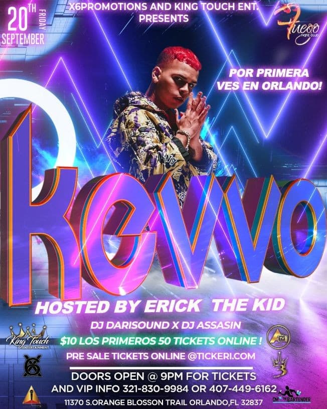 Event - Kevvo - Orlando, Florida - 20 de septiembre de 2019 | concert tickets