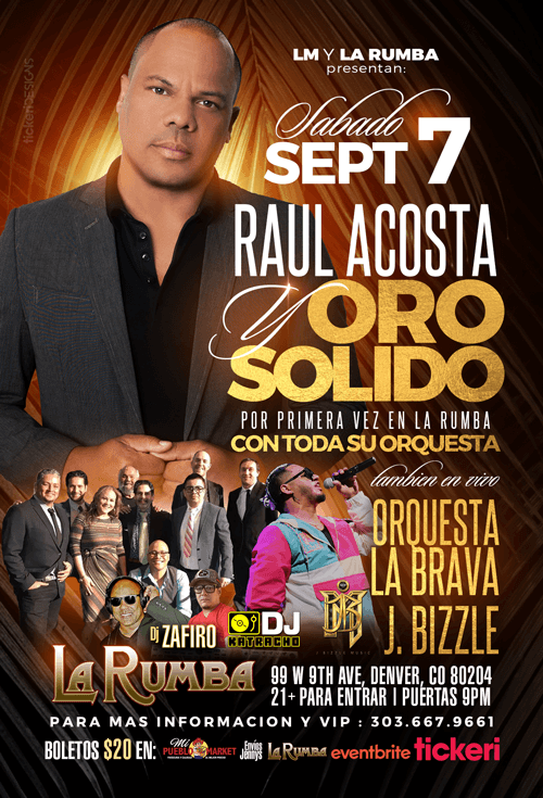 Event - Raul Acosta y Oro Solido - Denver, Colorado - September 7, 2019 | concert tickets