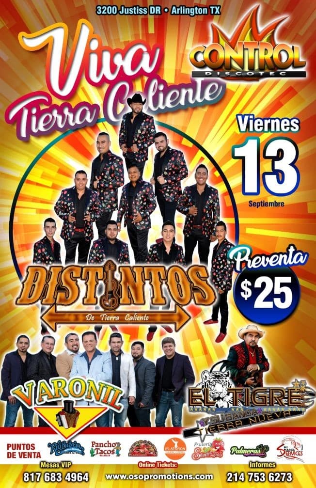 Event - Viva Tierra Caliente Distintos de Tierra Caliente, Varonil & Mas en Arlington,TX - Arlington, Texas - September 13, 2019 | concert tickets