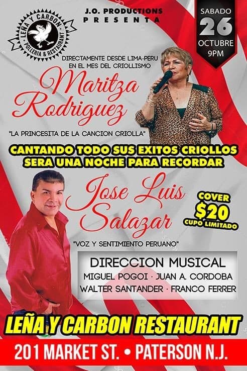 Event - Maritza Rodriguez y José Luis Salazar En Paterson, NJ - Paterson, New Jersey - October 26, 2019 | concert tickets