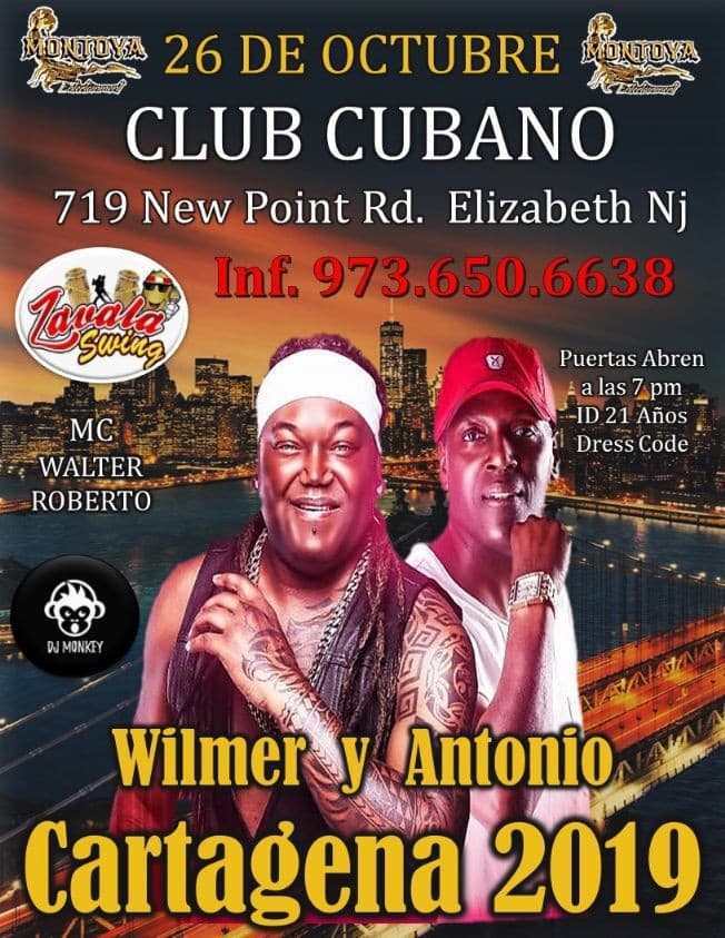 Event - Wilmer y Antonio Cartagena en Elizabeth NJ - Elizabeth, New Jersey - October 26, 2019 | concert tickets