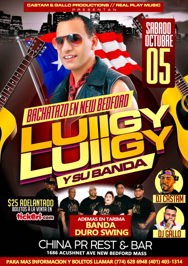 Event - Luiggy Luiggy En Vivo @ China PR New Bedford Mass - New Bedford, Massachusetts - October 5, 2019 | concert tickets