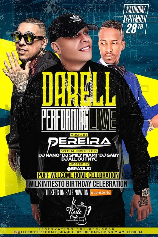 Event - DARELL PERFORMING LIVE AT EL OTRO TIESTO CAFE - Miami, Florida - September 28, 2019 | concert tickets