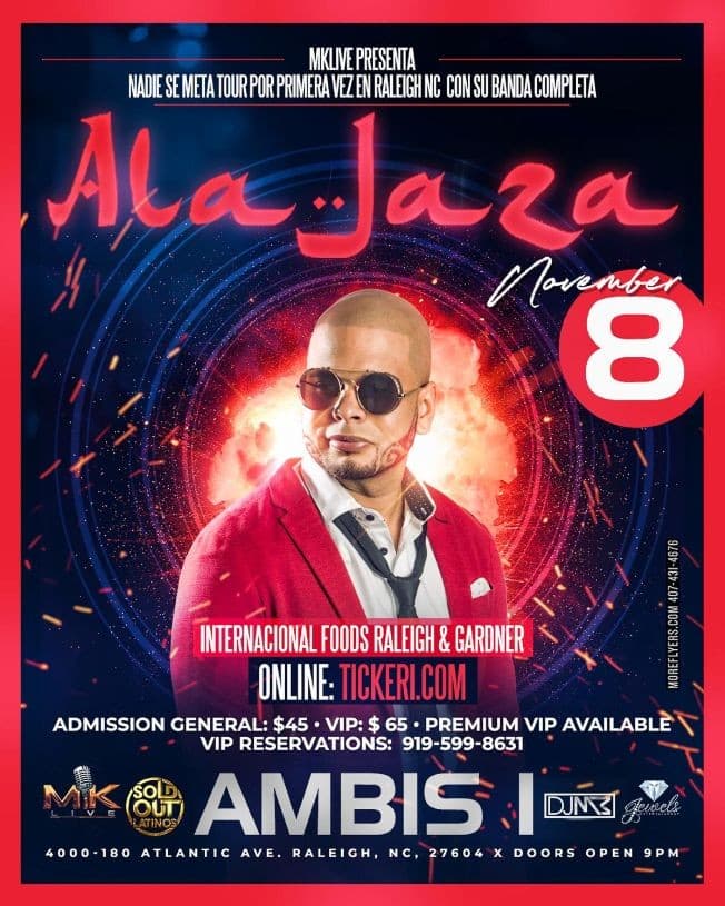 Event - Ala Jaza en Raleigh,NC-CANCELADO - Raleigh, North Carolina - November 8, 2019 | concert tickets