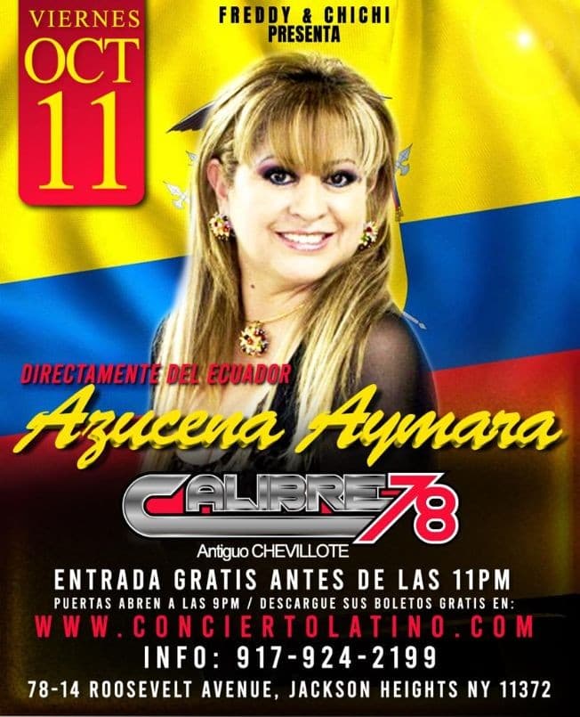 Event - Azucena Aymara EN Concierto Bailable - Jackson Heights, New York - October 11, 2019 | concert tickets